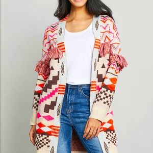 THML Aztec Fringe Cardigan